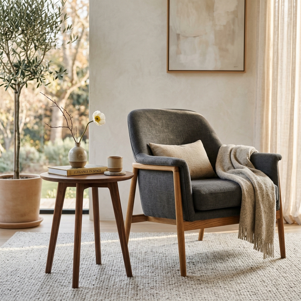 armchair and side table design details